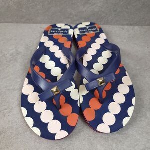 KATE SPADE Fifi Navy Bow Polka Dot Slip-on Flip Flop Beach pool Sandals Thong